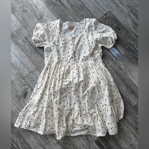 Cat & Jack Cream Dress with Black hearts